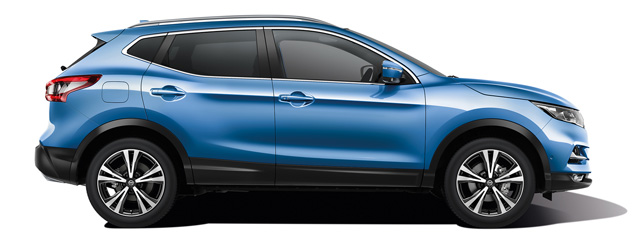 A blue Nissan Qashqai